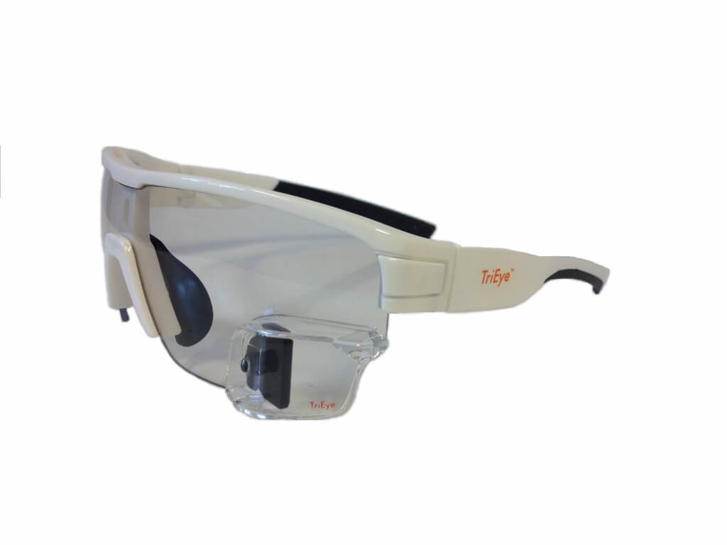 TriEye Sportbrille mit Rueckspiegel selbsttoenend weiß 